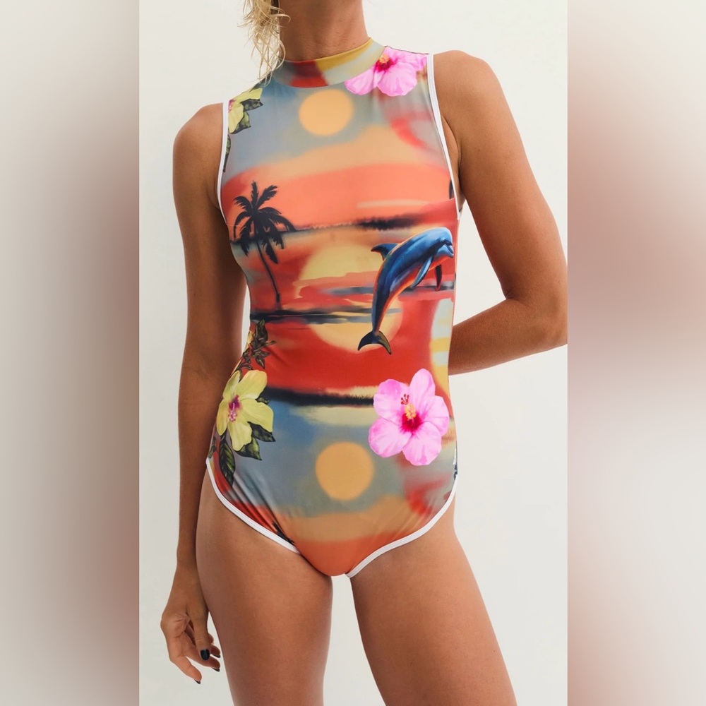 🆕 Free People X Salt Gypsy Jade One-Piece Surf Suit in Vacay Print